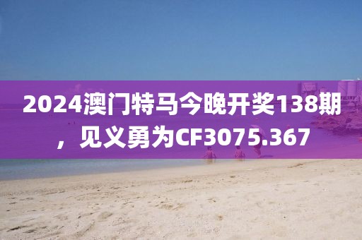 2024澳門特馬今晚開獎138期，見義勇為CF3075.367
