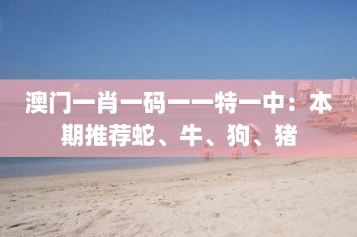 澳門一肖一碼一一特一中：本期推薦蛇、牛、狗、豬
