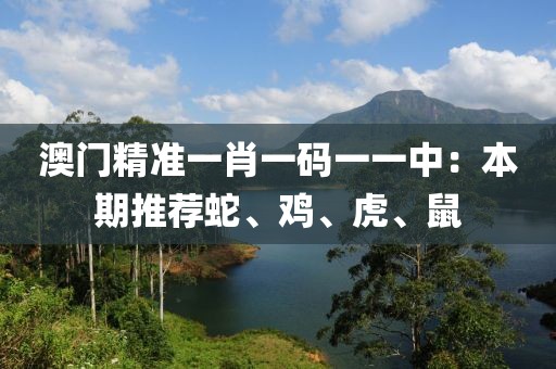 澳門(mén)精準(zhǔn)一肖一碼一一中：本期推薦蛇、雞、虎、鼠
