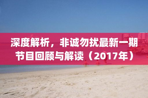 深度解析，非誠勿擾最新一期節(jié)目回顧與解讀（2017年）