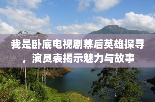 我是臥底電視劇幕后英雄探尋，演員表揭示魅力與故事