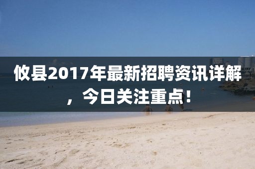 攸縣2017年最新招聘資訊詳解，今日關注重點！