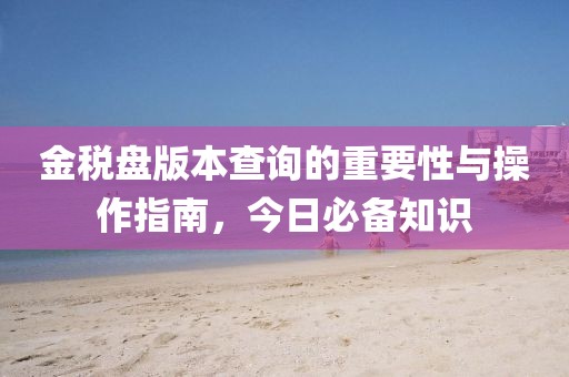 金稅盤(pán)版本查詢(xún)的重要性與操作指南，今日必備知識(shí)