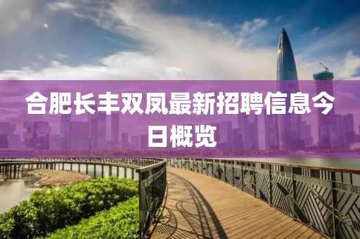 合肥長(zhǎng)豐雙鳳最新招聘信息今日概覽