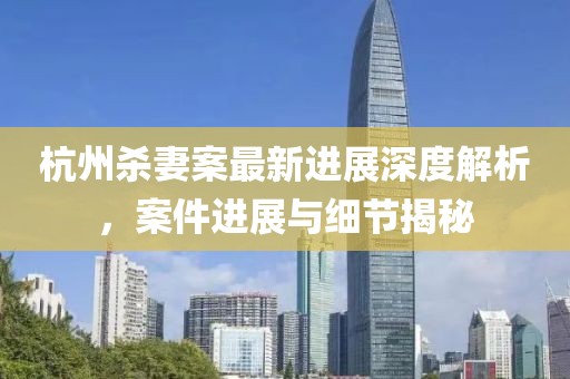 杭州殺妻案最新進展深度解析，案件進展與細(xì)節(jié)揭秘
