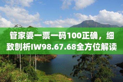 管家婆一票一碼100正確，細(xì)致剖析IW98.67.68全方位解讀